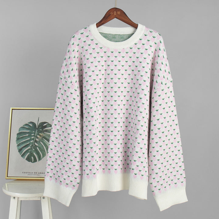 Dam Oversized Tröja med Blommönster Mirla-Eva Jonsson