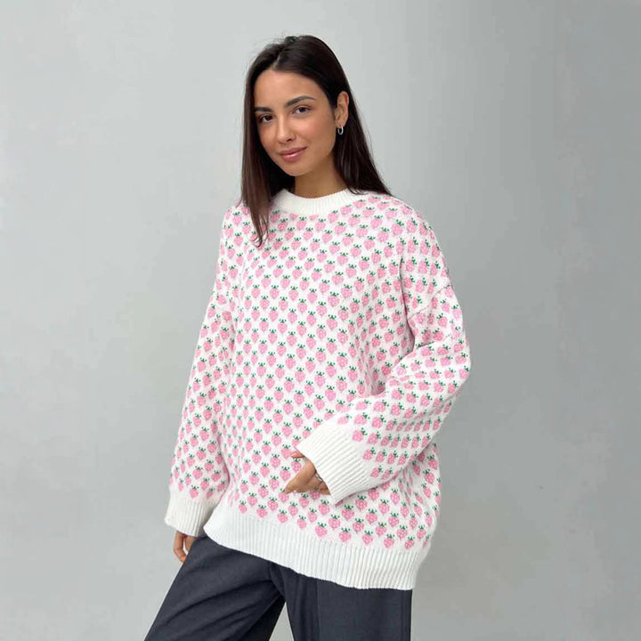 Dam Oversized Tröja med Blommönster Mirla-Eva Jonsson