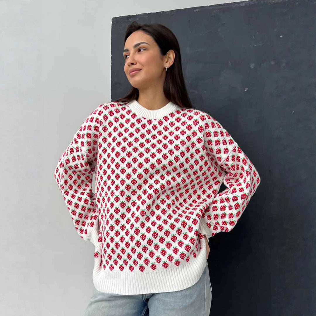 Dam Oversized Tröja med Blommönster Mirla-Eva Jonsson
