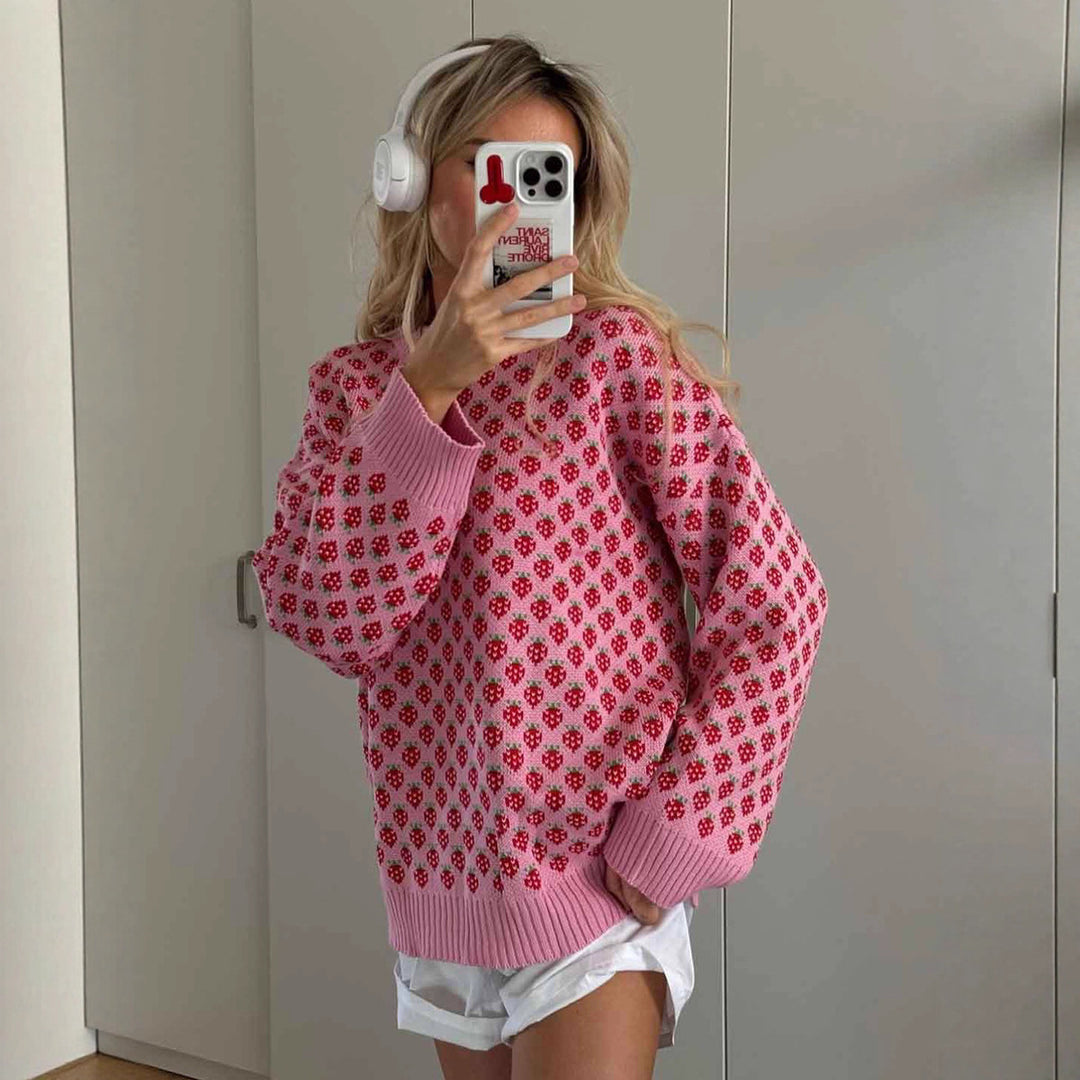 Dam Oversized Tröja med Blommönster Mirla-Eva Jonsson