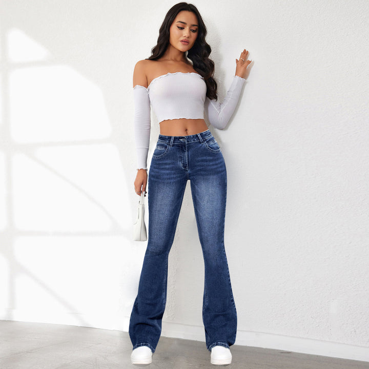 Dam Retro Utvikta Jeans i klassisk design med hög midja-Eva Jonsson