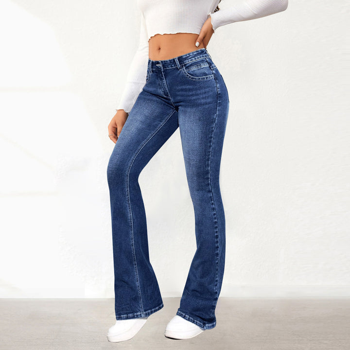 Dam Retro Utvikta Jeans i klassisk design med hög midja-Eva Jonsson