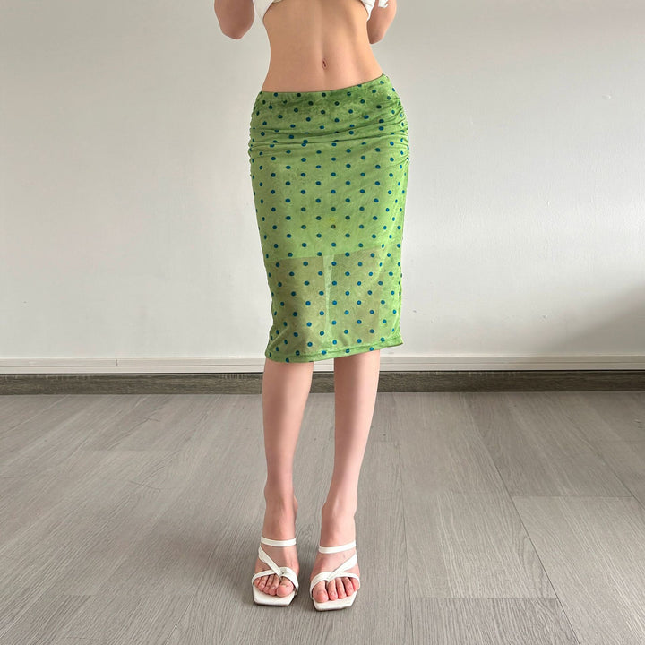Dam Ruffle Skirt med lekfullt prickdesign och transparent nederkant Mirla-Eva Jonsson
