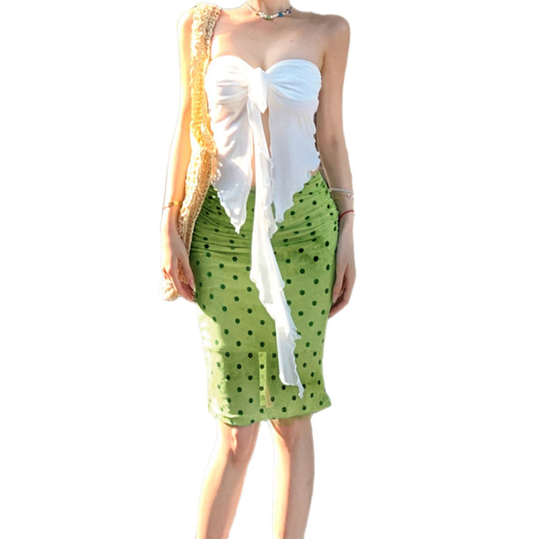 Dam Ruffle Skirt med lekfullt prickdesign och transparent nederkant Mirla-Eva Jonsson