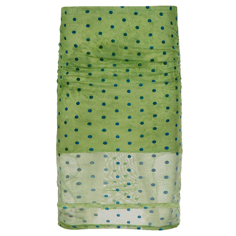 Dam Ruffle Skirt med lekfullt prickdesign och transparent nederkant Mirla-Eva Jonsson