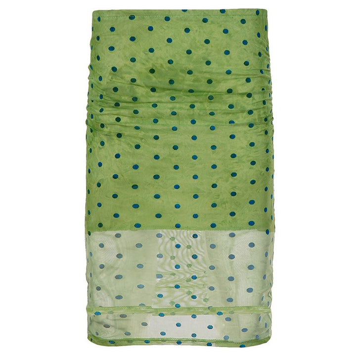 Dam Ruffle Skirt med lekfullt prickdesign och transparent nederkant Mirla-Eva Jonsson