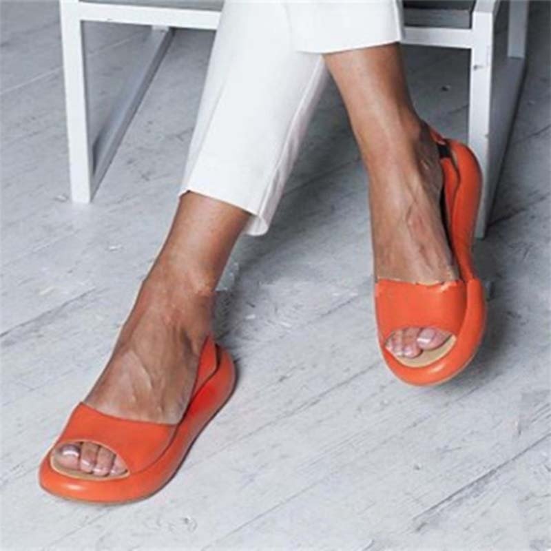 Dam Sandaler | Elastisk Rem | Öppen Tå | Platta Sandaler | Sommarsandaler-Eva Jonsson