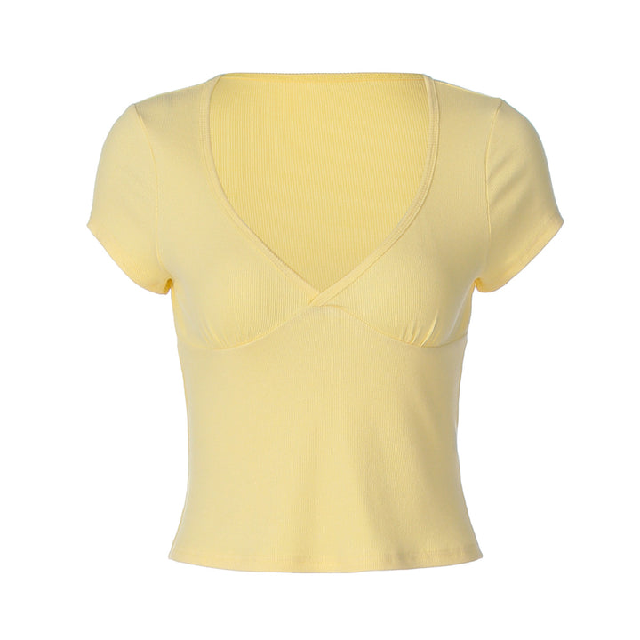 Dam Short V-neck Top with fitted silhouette and high-quality material Mirla-Eva Jonsson