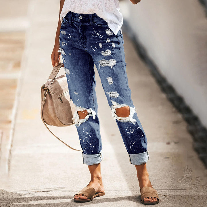 Dam Skinny Jeans med trendigt förstört effekt och hög midja skärning Mirla-Eva Jonsson