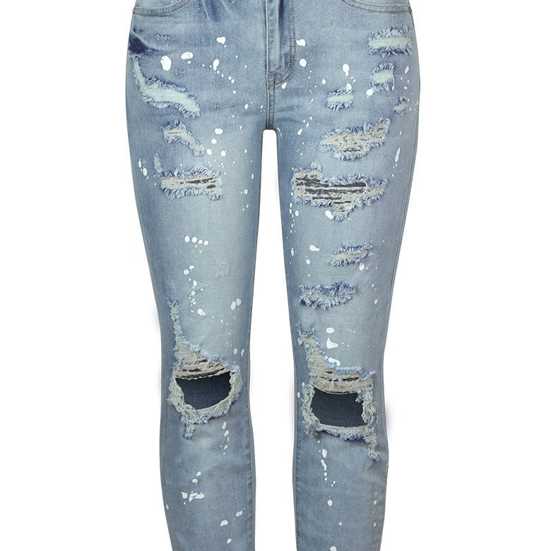 Dam Skinny Jeans med trendigt förstört effekt och hög midja skärning Mirla-Eva Jonsson