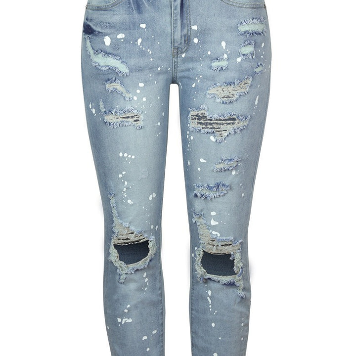 Dam Skinny Jeans med trendigt förstört effekt och hög midja skärning Mirla-Eva Jonsson
