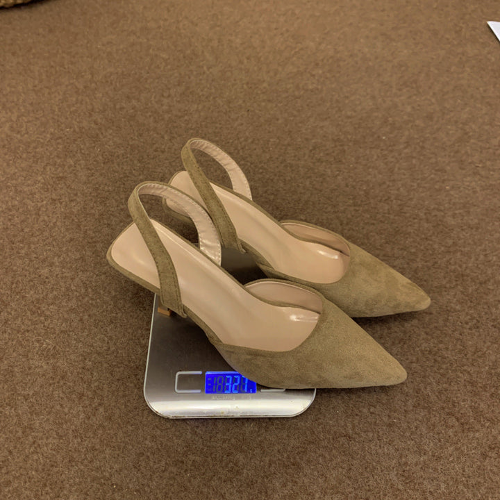 Dam Slingback-pumps i mjuk mocka med elegant spetsdesign och halkfri sula Mirla-Eva Jonsson