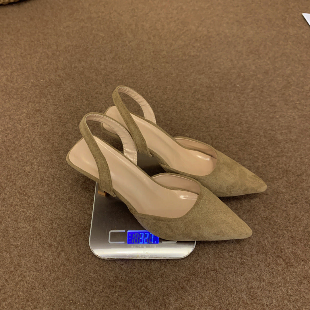 Dam Slingback-pumps i mjuk mocka med elegant spetsdesign och halkfri sula Mirla-Eva Jonsson