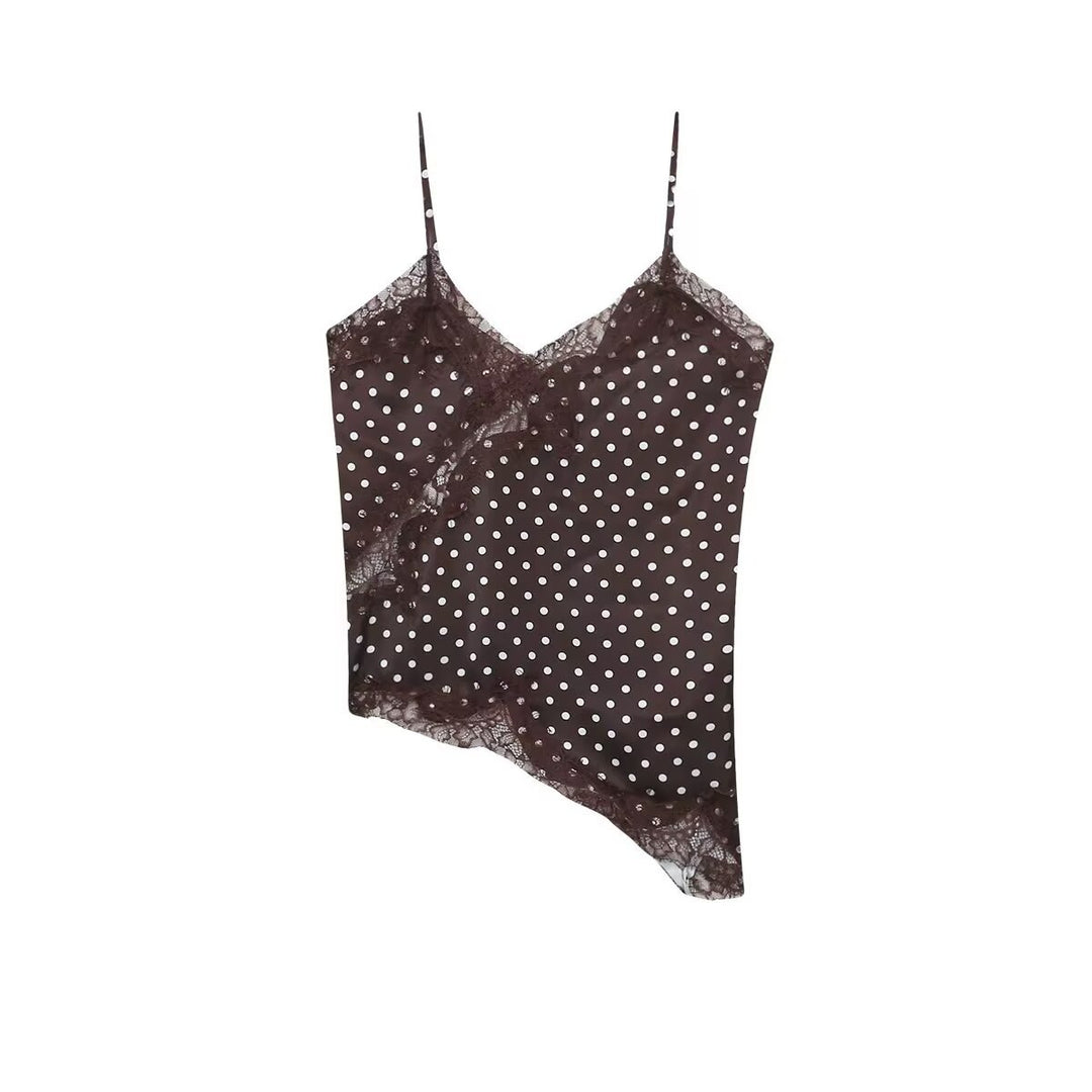 Dam Spitzen Camisole med asymmetrisk skärning och eleganta prickar Mirla-Eva Jonsson