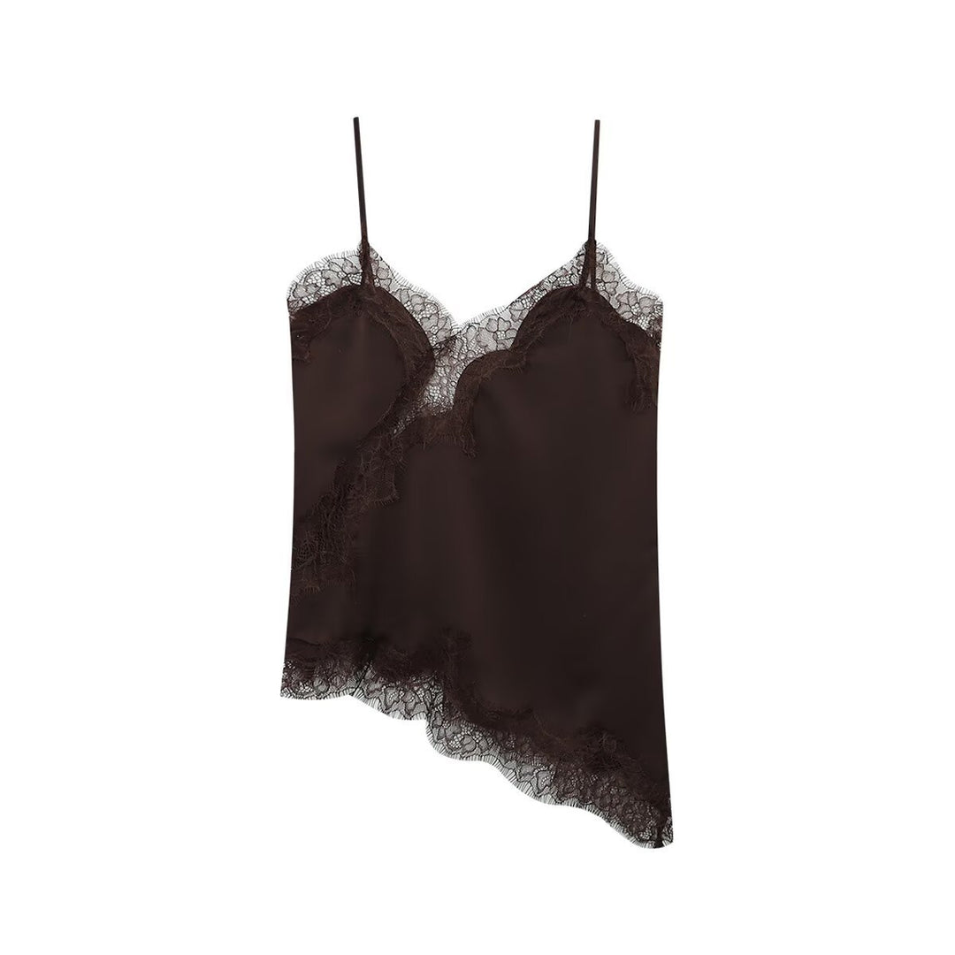 Dam Spitzen Camisole med asymmetrisk skärning och eleganta prickar Mirla-Eva Jonsson