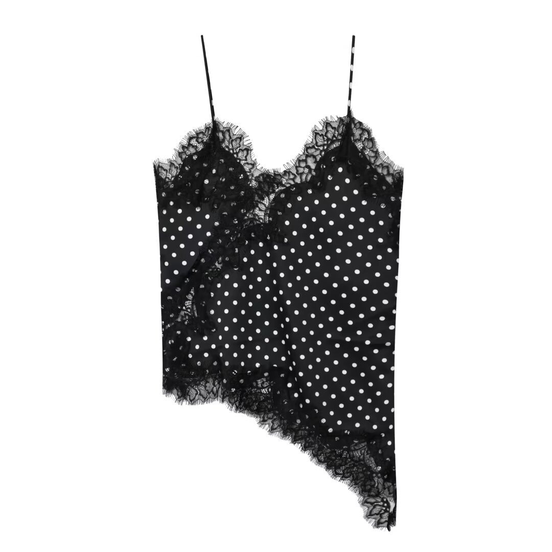 Dam Spitzen Camisole med asymmetrisk skärning och eleganta prickar Mirla-Eva Jonsson