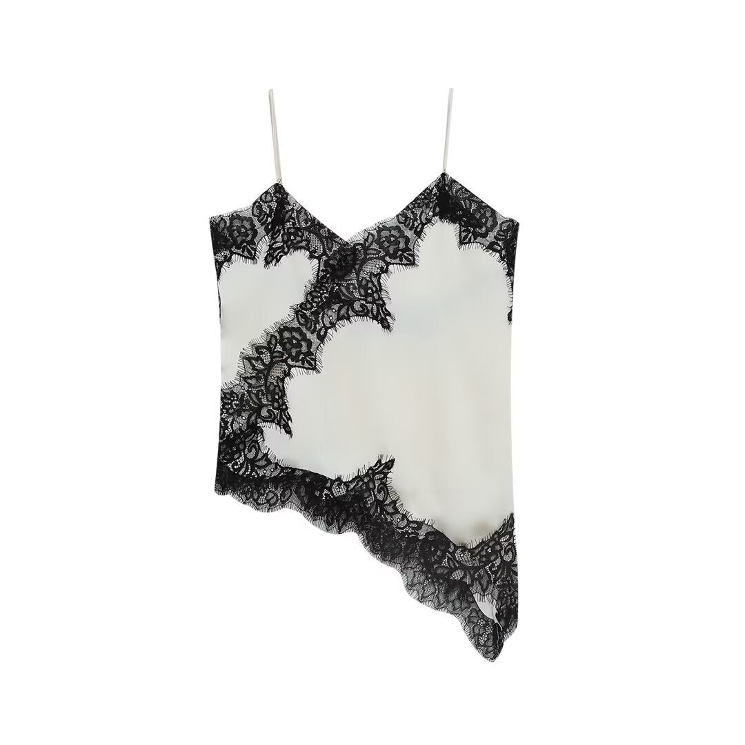 Dam Spitzen Camisole med asymmetrisk skärning och eleganta prickar Mirla-Eva Jonsson