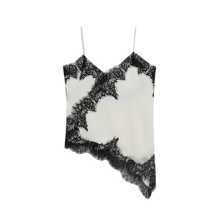 Dam Spitzen Camisole med asymmetrisk skärning och eleganta prickar Mirla-Eva Jonsson