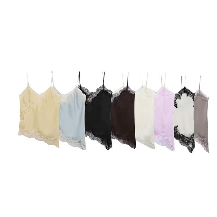 Dam Spitzen Camisole med asymmetrisk skärning och eleganta prickar Mirla-Eva Jonsson