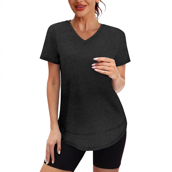 Dam Sportig V-hals T-shirt med avslappnad passform Mirla-Eva Jonsson