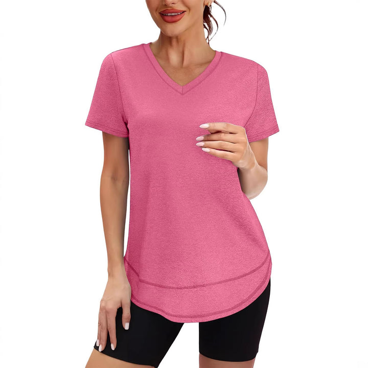 Dam Sportig V-hals T-shirt med avslappnad passform Mirla-Eva Jonsson