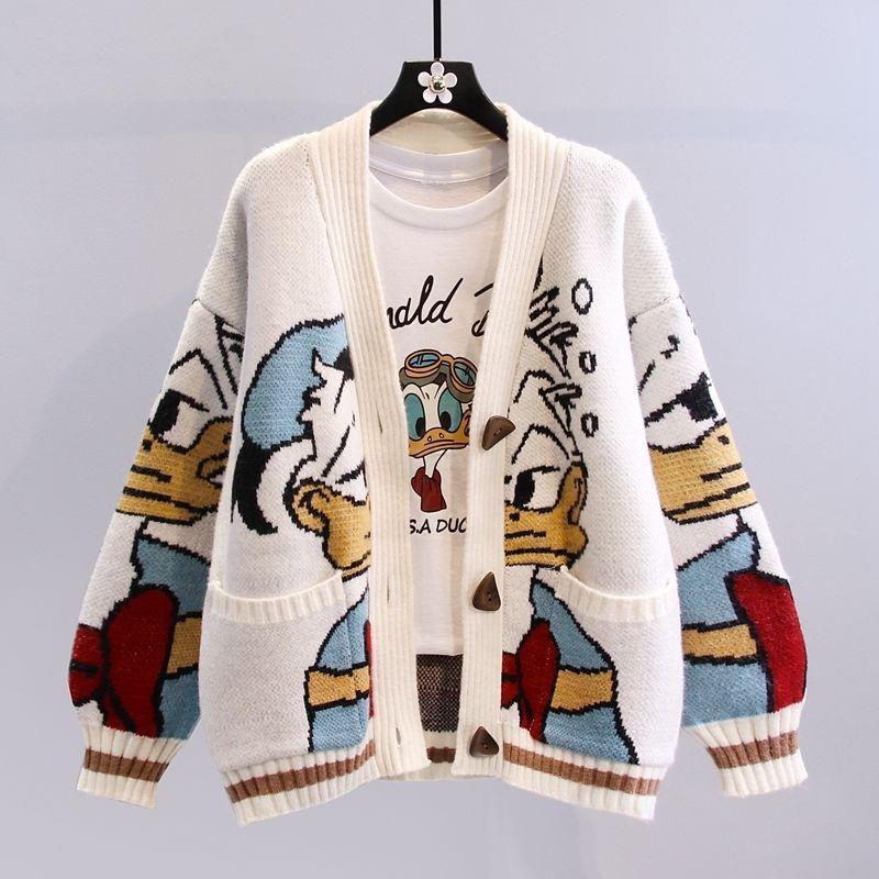 Dam Stickad Cardigan i Bomull med Broderat Disney-Motiv & Lekfull Design | Eva Jonsson-Eva Jonsson