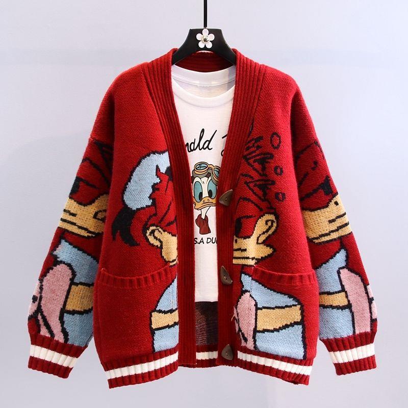 Dam Stickad Cardigan i Bomull med Broderat Disney-Motiv & Lekfull Design | Eva Jonsson-Eva Jonsson
