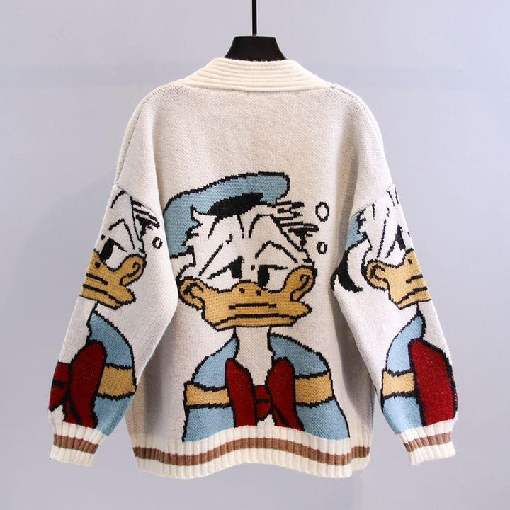 Dam Stickad Cardigan i Bomull med Broderat Disney-Motiv & Lekfull Design | Eva Jonsson-Eva Jonsson