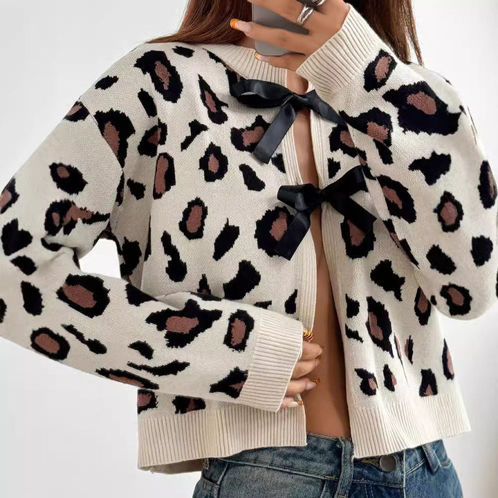 Dam Stilfull leopardstickad jacka med bindband Eva Jonsson-Eva Jonsson