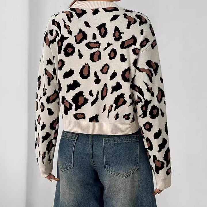 Dam Stilfull leopardstickad jacka med bindband Eva Jonsson-Eva Jonsson