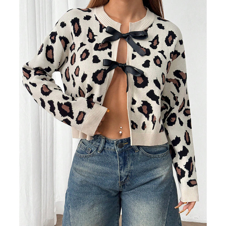 Dam Stilfull leopardstickad jacka med bindband Eva Jonsson-Eva Jonsson