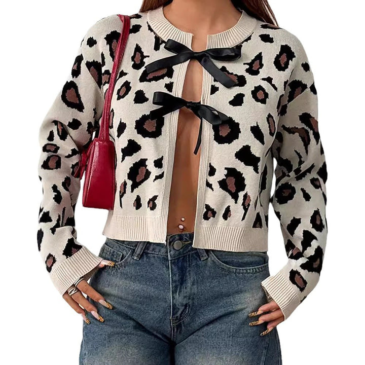 Dam Stilfull leopardstickad jacka med bindband Eva Jonsson-Eva Jonsson