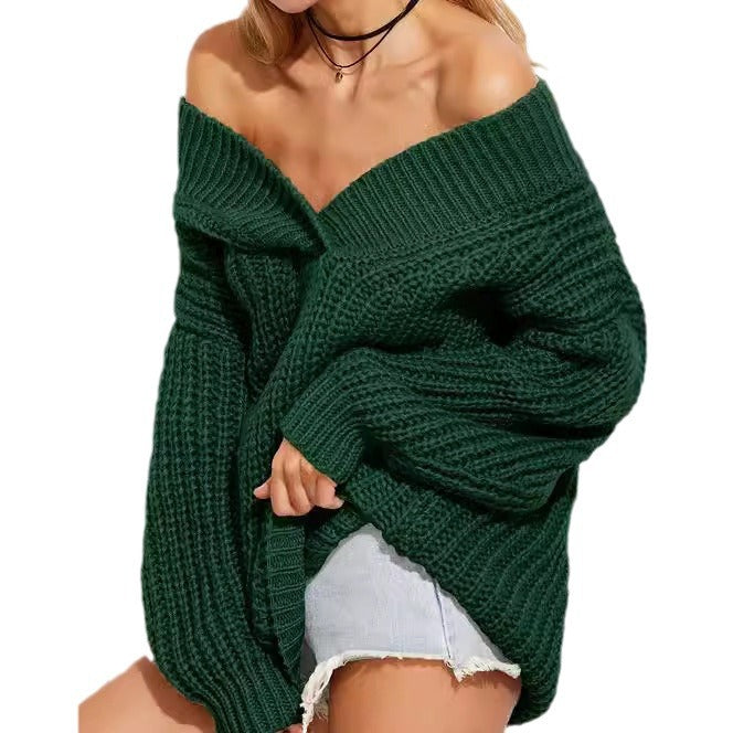 Dam Sweater Oversized med V-ringning och breda ärmar Mirla-Eva Jonsson