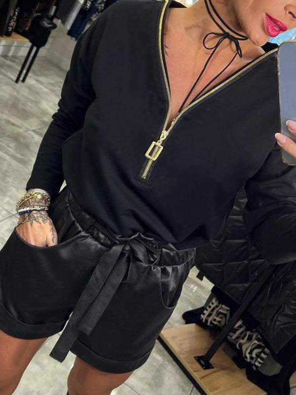 Dam Sweatshirt med modern dragkedja och avslappnad design Mirla-Eva Jonsson