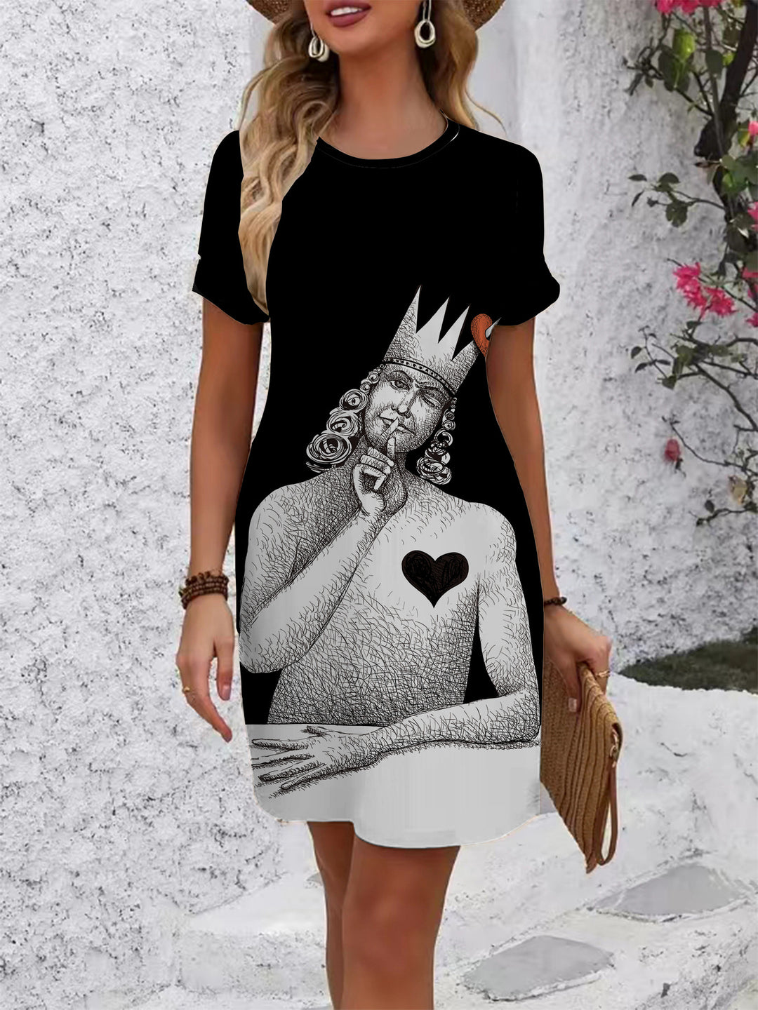 Dam T-shirt klänning med blommönster och bekväm passform Mirla-Eva Jonsson