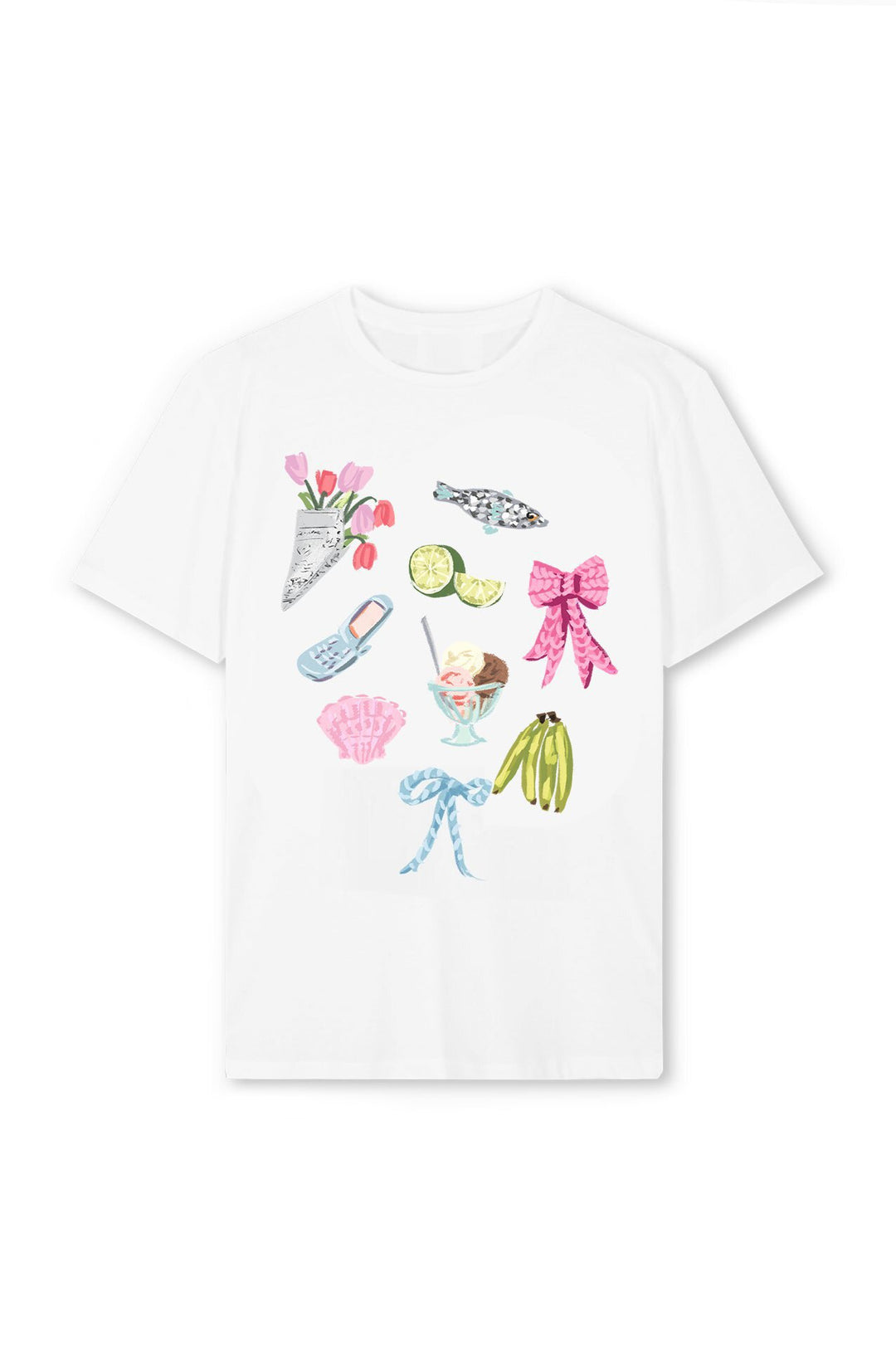 Dam T-shirt med färgglad motiv och kreativ design Mirla-Eva Jonsson