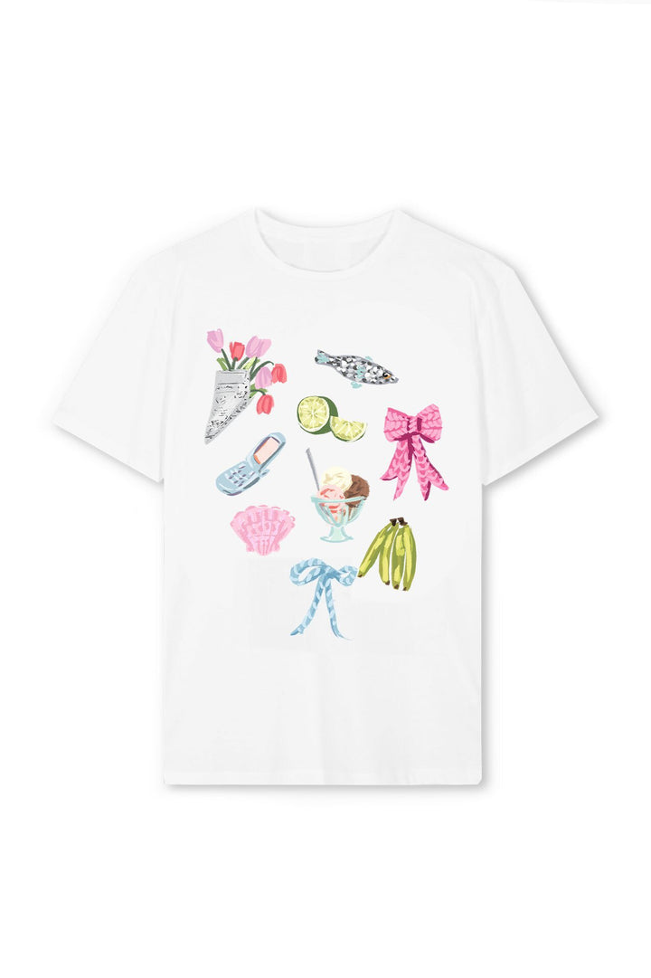 Dam T-shirt med färgglad motiv och kreativ design Mirla-Eva Jonsson
