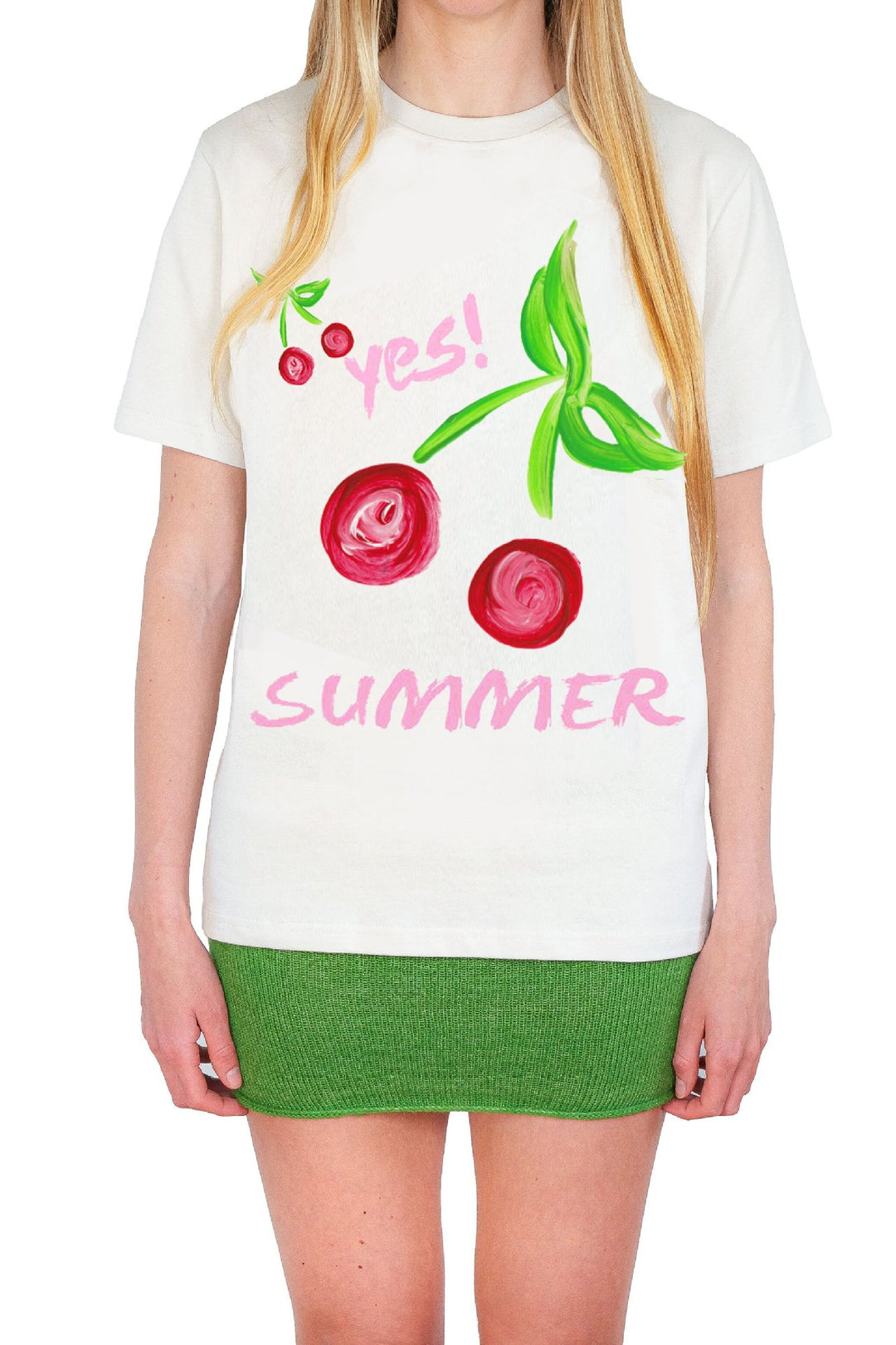 Dam T-shirt med färgglad motiv och kreativ design Mirla-Eva Jonsson