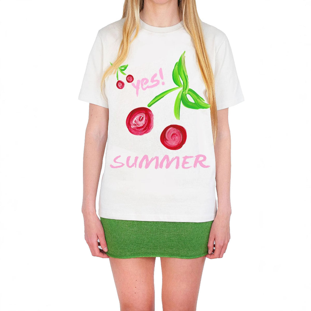 Dam T-shirt med färgglad motiv och kreativ design Mirla-Eva Jonsson