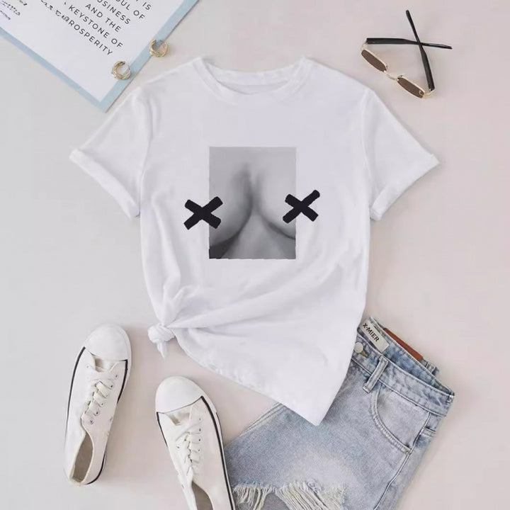 Dam T-shirt med innovativ grafisk design Mirla-Eva Jonsson