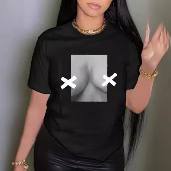 Dam T-shirt med innovativ grafisk design Mirla-Eva Jonsson