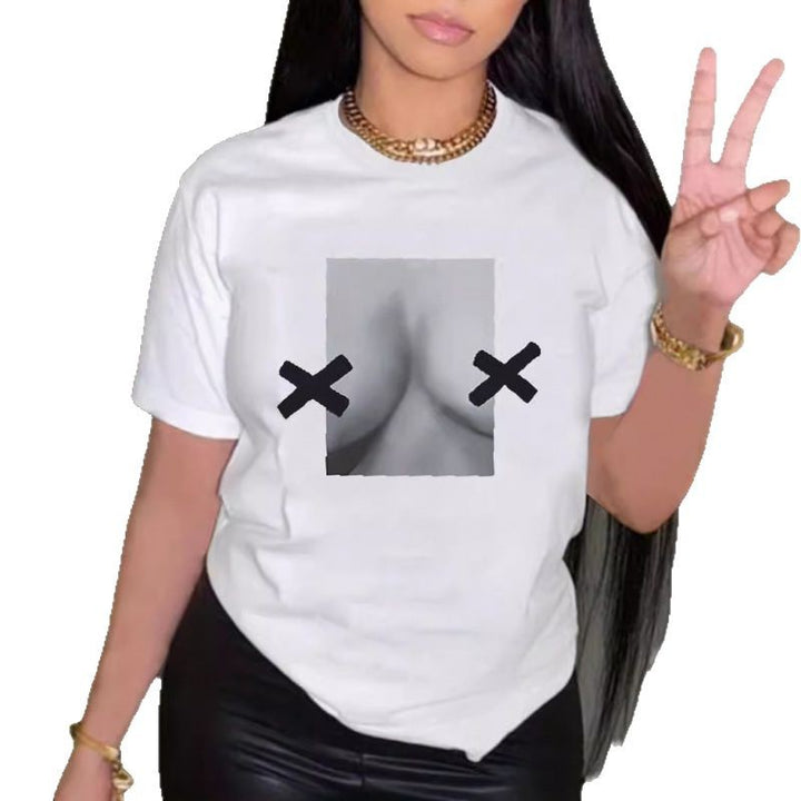 Dam T-shirt med innovativ grafisk design Mirla-Eva Jonsson