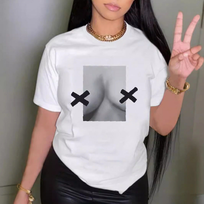 Dam T-shirt med innovativ grafisk design Mirla-Eva Jonsson