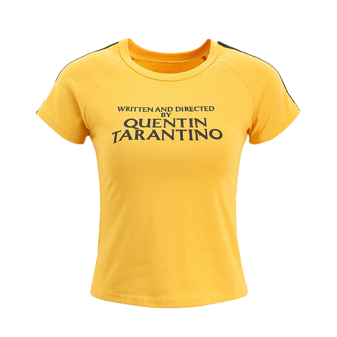Dam T-shirt med kreativ text och kroppsnära passform Mirla-Eva Jonsson