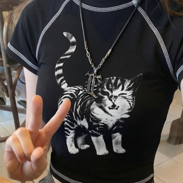 Dam T-shirt med kreativt djurtryck och högkvalitativt bomullsmaterial Mirla-Eva Jonsson