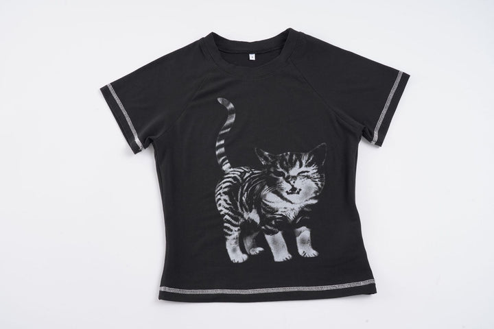 Dam T-shirt med kreativt djurtryck och högkvalitativt bomullsmaterial Mirla-Eva Jonsson