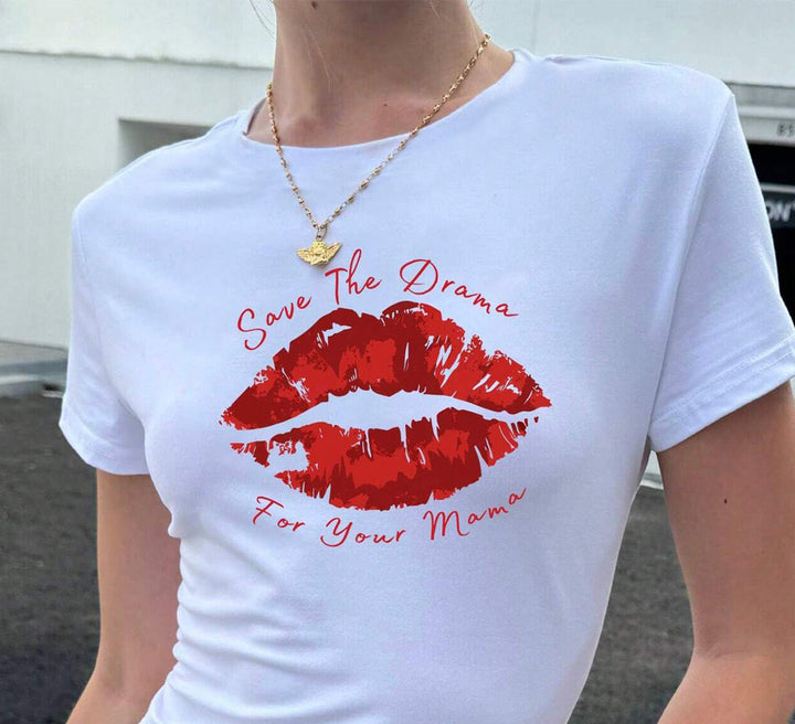 Dam T-shirt med kreativt nyckelhjärta-motiv och modern tryck Mirla-Eva Jonsson