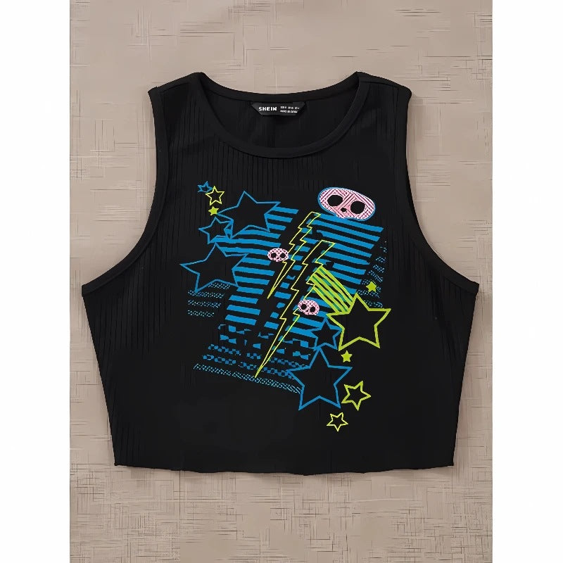 Dam T-shirt med livlig grafik och unik design Mirla-Eva Jonsson