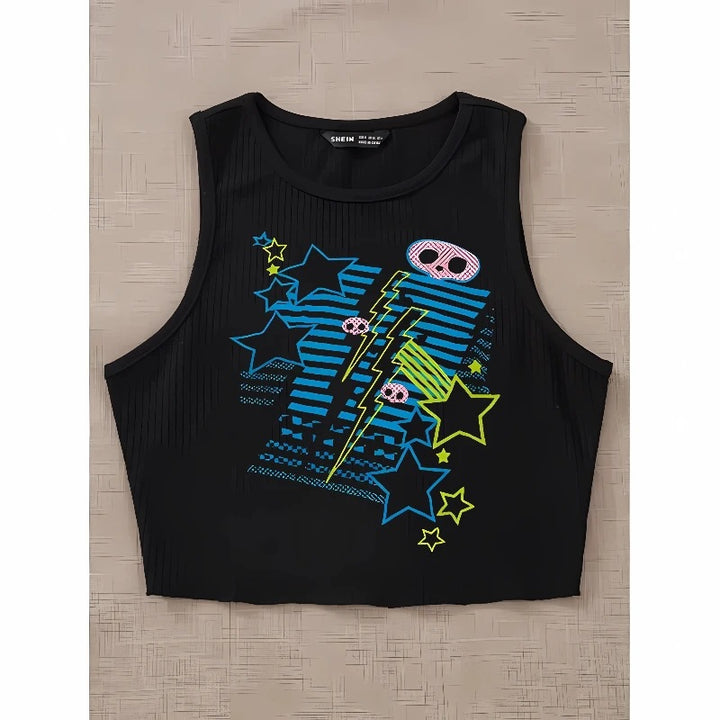 Dam T-shirt med livlig grafik och unik design Mirla-Eva Jonsson
