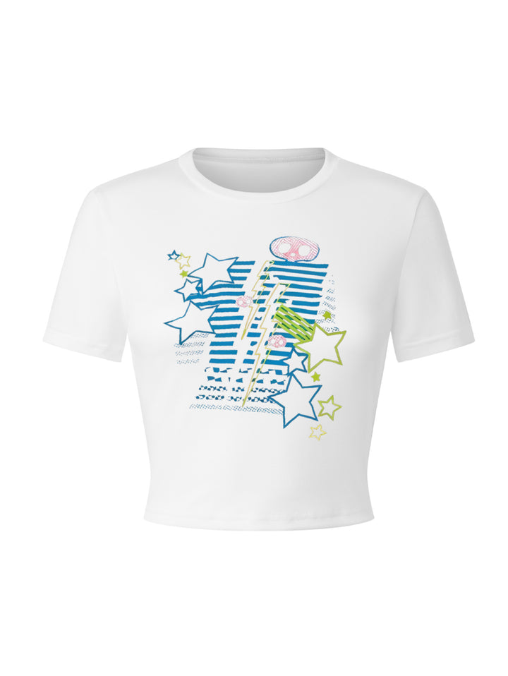 Dam T-shirt med livlig grafik och unik design Mirla-Eva Jonsson